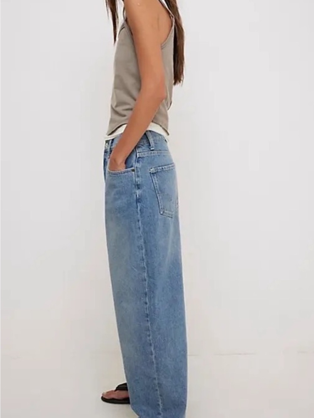 Wide Leg High-Rise Women's Jeans - Light Blue